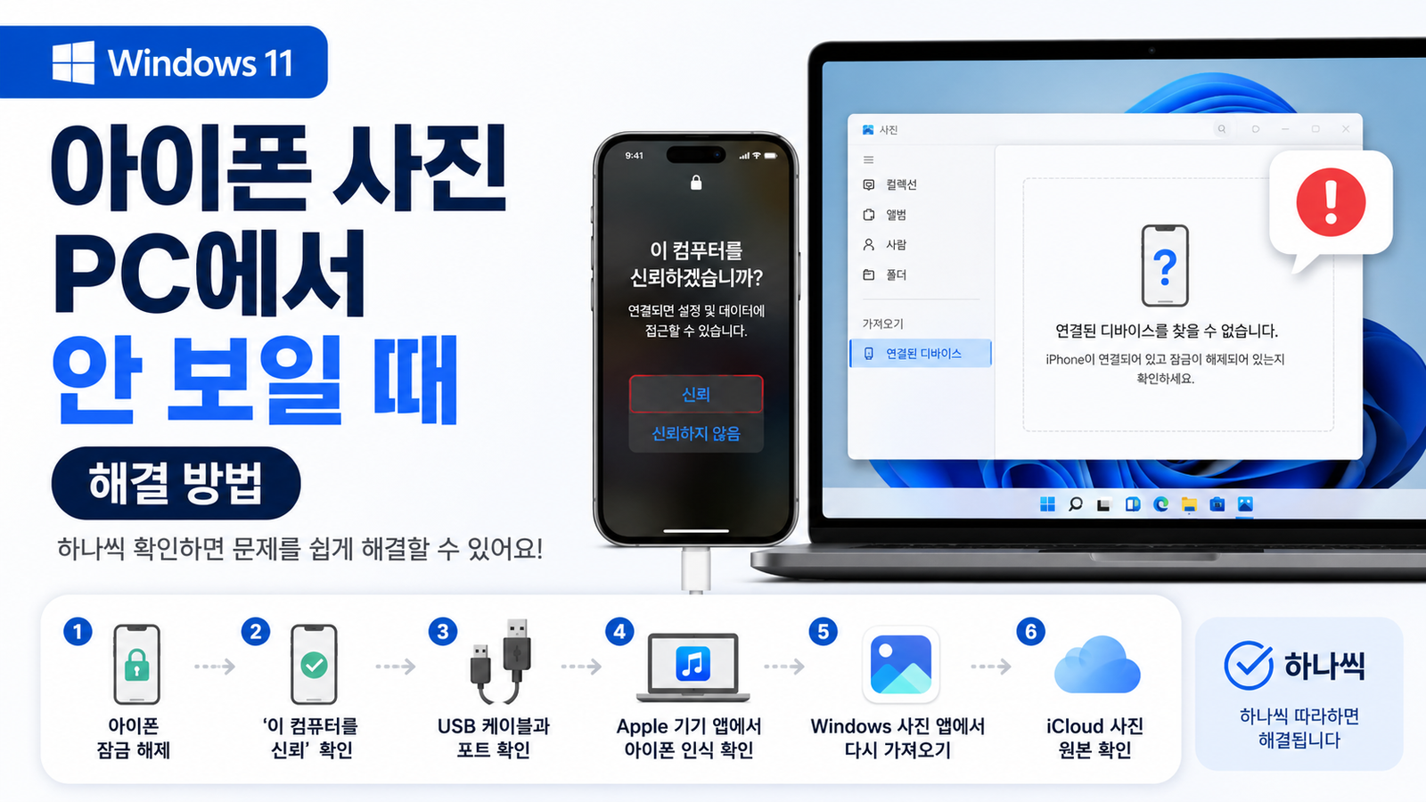 아이폰 사진 PC에서 안 보임 문제를 Windows 11에서 해결하는 방법